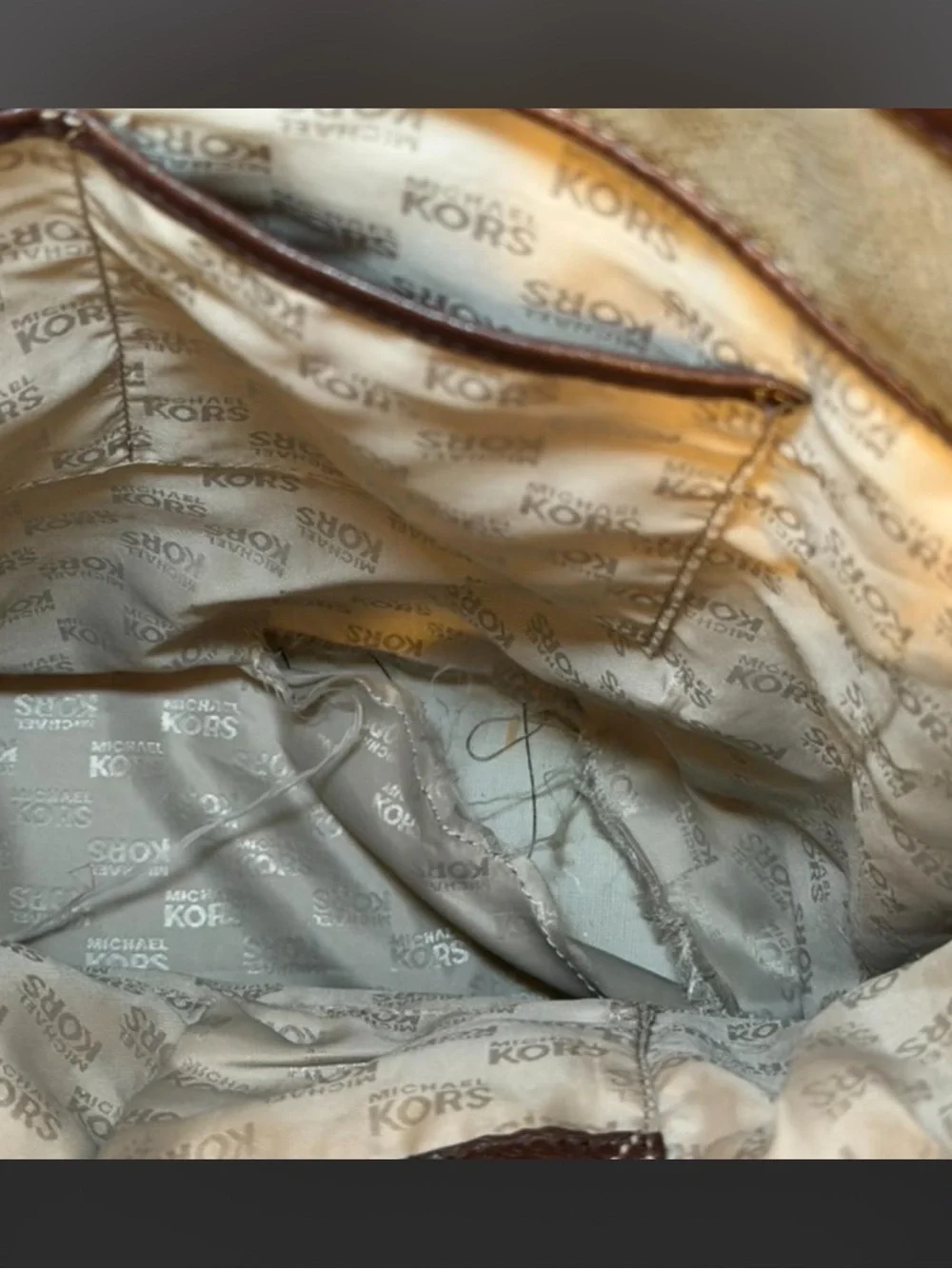 Vintage Michael Kors Kingsbury Canvas Tote with Brown Leather Trim
